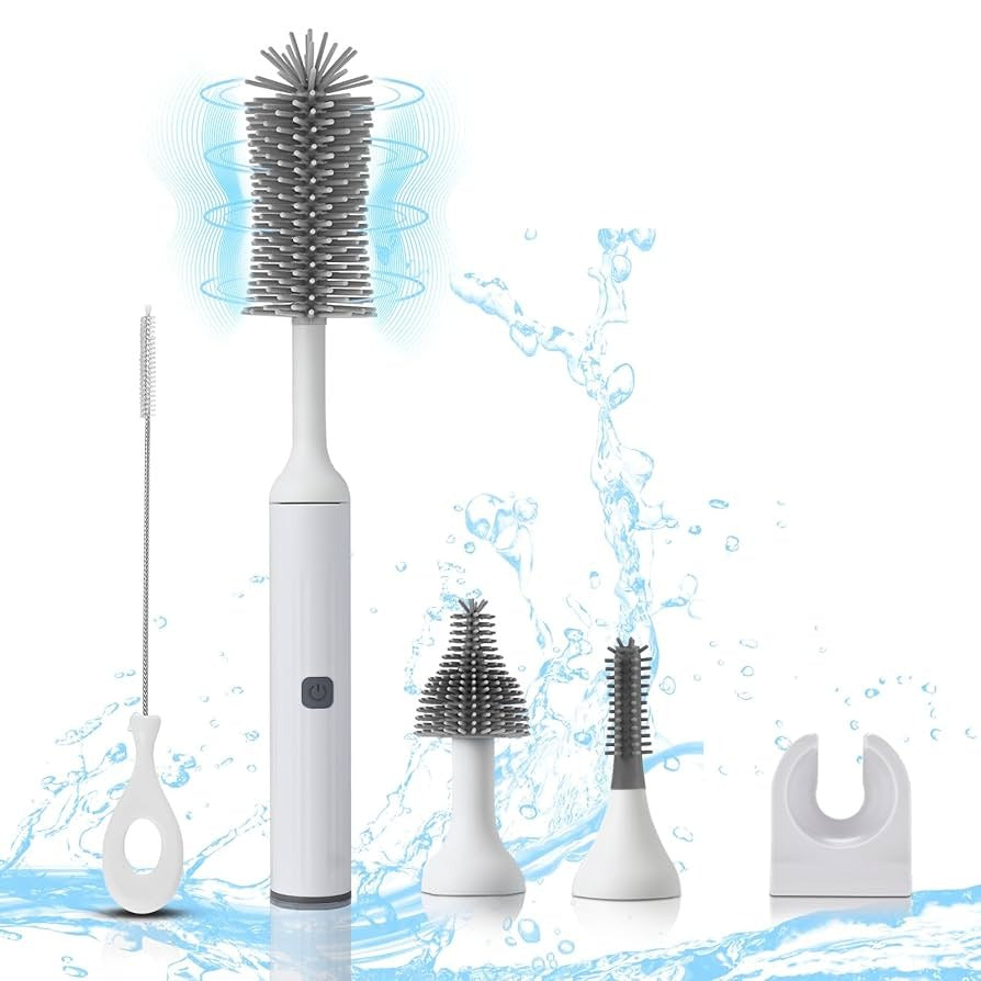 Rechargeable 360° Rotating Silicone Bottle Brush – Smart Baby Cup & Pacifier Cleaner
