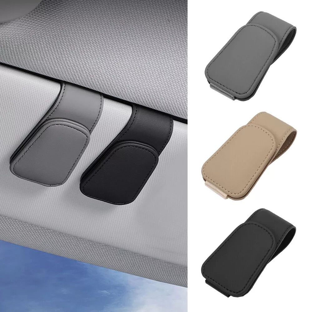 Leather Car Visor Sunglasses Holder