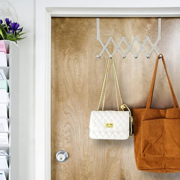 Expandable Over-the-Door Accordion Towel & Clothes Hanger Rack