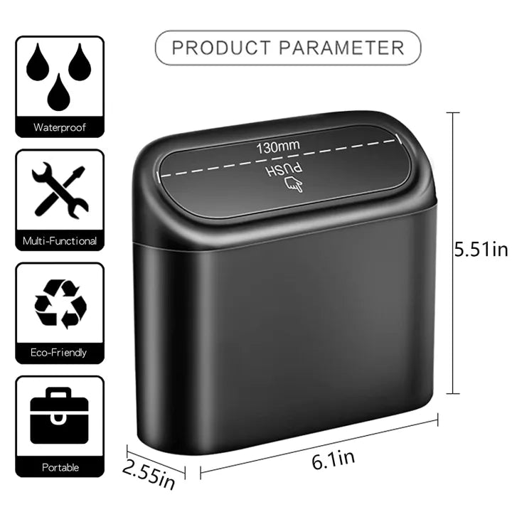 Car Trash Bin-Auto Dustbin - With 2 pcs Free Garbage Bags Rolls